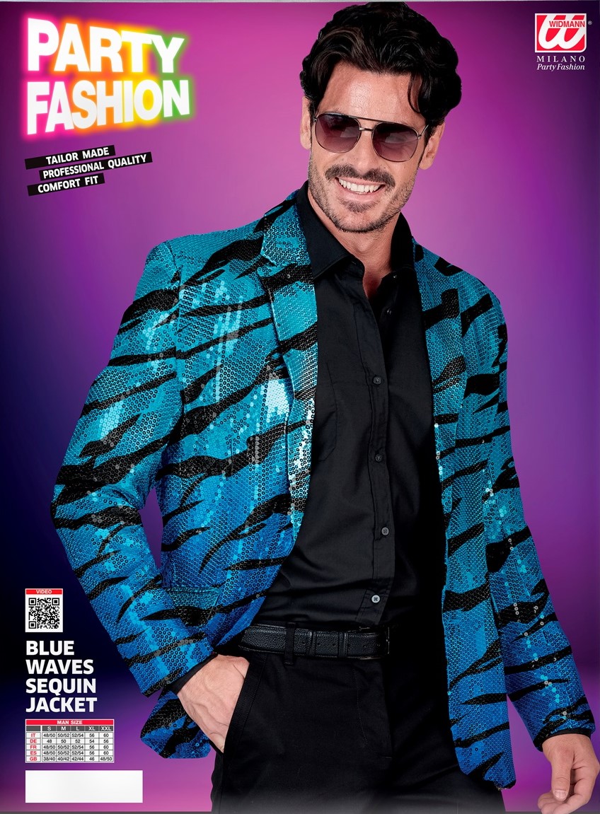 Blaue Paillettenjacke Blue Waves