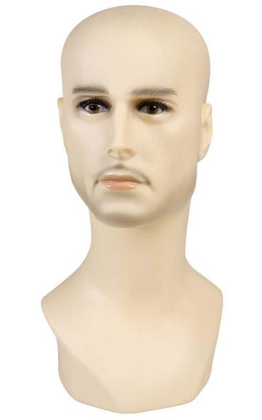 Männlicher Perückenkopf zur Präsentation, 40 cm