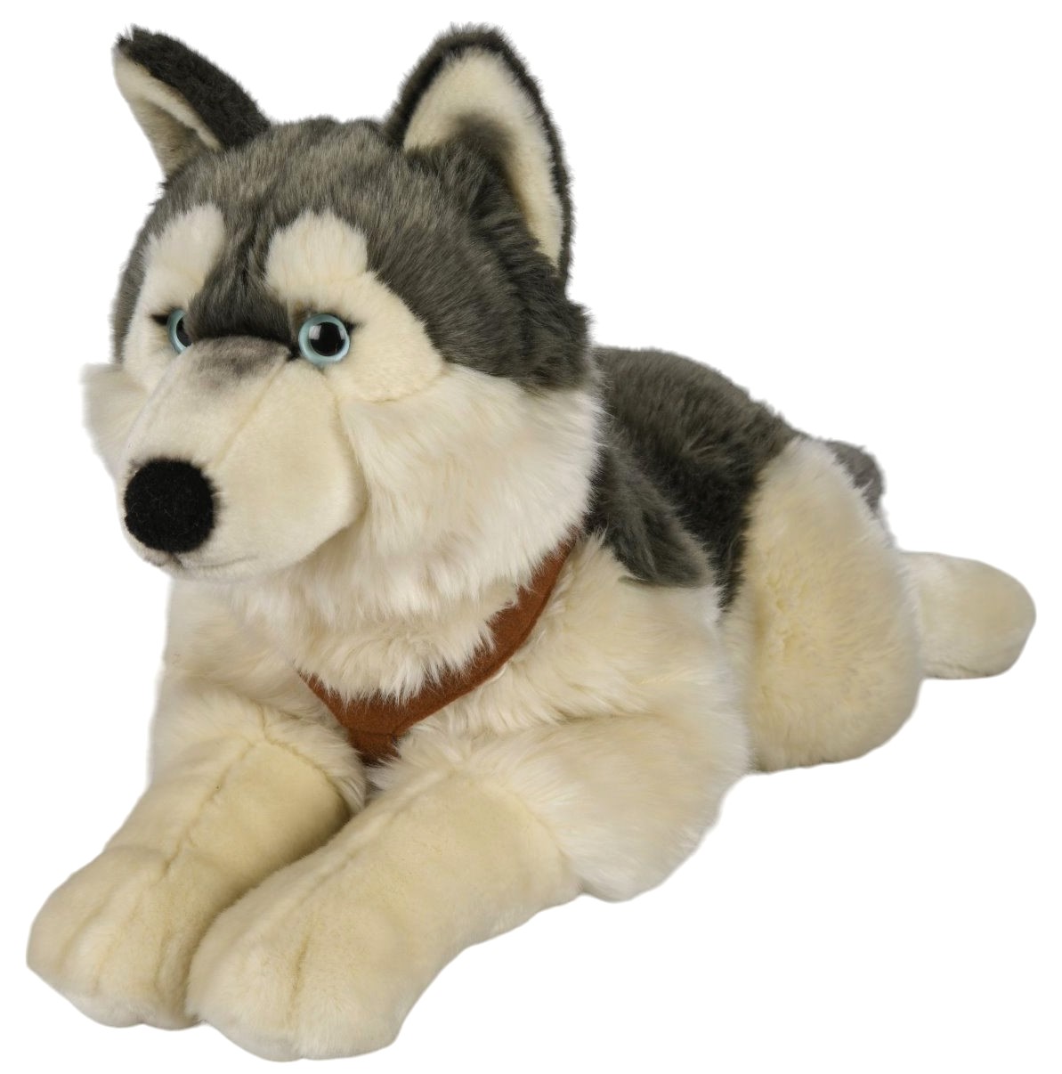 Plüsch-Husky mit Geschirr und Leine, 62 cm