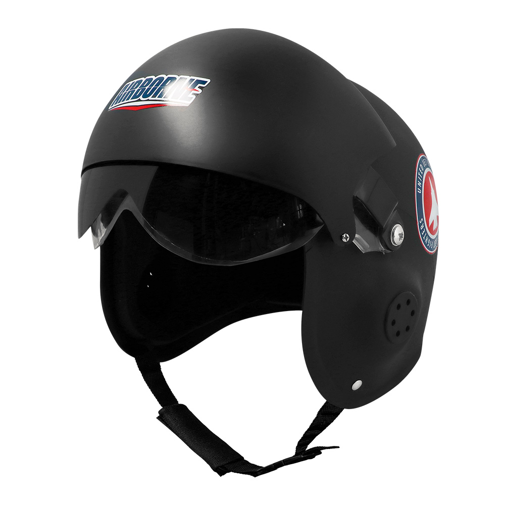 Schwarzer Airborne-Kostümhelm mit Visier