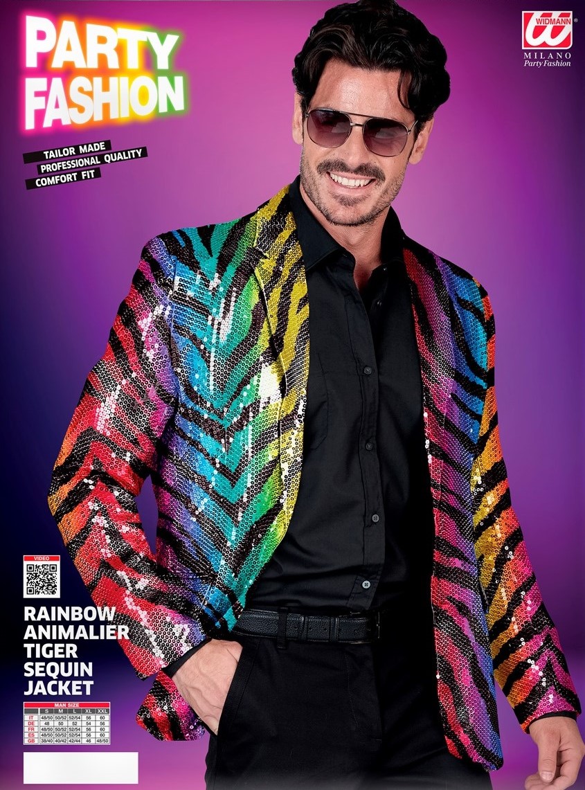 Paillettenjacke im Regenbogen-Tigermuster