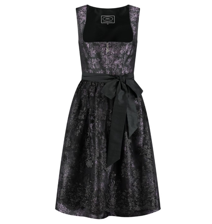 Jacquard-Dirndl flieder-schwarz, 2-teilig, Grösse 44