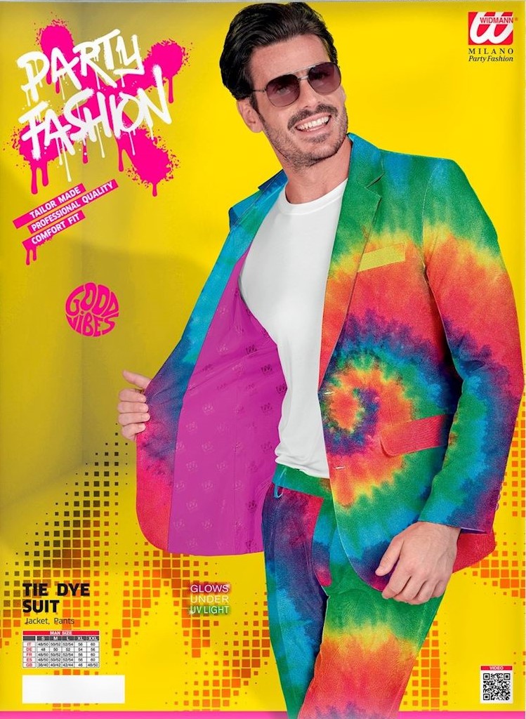 Regenbogen-Tie-Dye-Anzug mit UV-Effekt