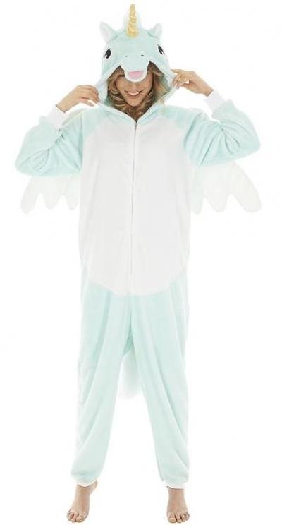 Hellblauer Einhorn-Overall mit Flügeln, Grösse 164 cm